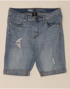 MOSSIMO Womens Mid Rise Mid Rise Bermuda Denim Shorts US 6 Medium W28 Blue BO10 - Picture 1 of 3