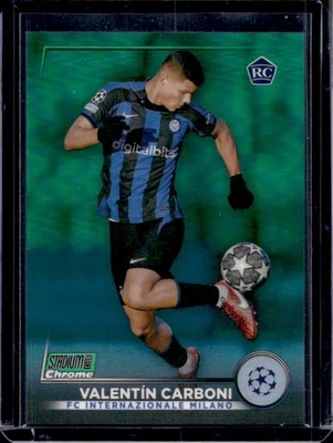 2022 Stadium Club Chrome UEFA Valentin Carboni RC Green Refractor #13/99 Inter - Image 1 of 2