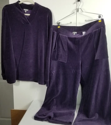 Juego de salón T By Talbots púrpura superior e inferior muy suave y acogedor, talla XL Foto 1 de 4