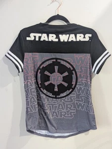 NWT Disney Parks Star Wars Logo AOP All Over Print V-Neck Juniors Women's Large - Picture 1 of 13