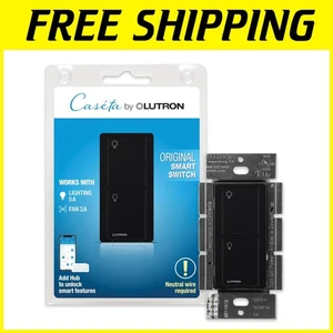 Caseta Smart Light Switch 6A Single-Pole/3-Way, Black - Picture 1 of 12