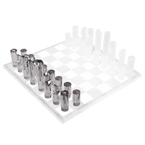 NEW! OnDisplay Deluxe Acrylic Laser Cut Chess Set - Luxury Game (Smoke/Frost) - Picture 1 of 7