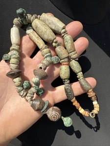 Pre Columbian Jade Necklace With Spindle Whirls & Copper Bells Guatemala 23” L - Picture 1 of 10
