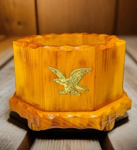 "Soporte decorativo americano de madera latón águila hilo cuenco soporte tarro 6"" vintage" - Imagen 1 de 11