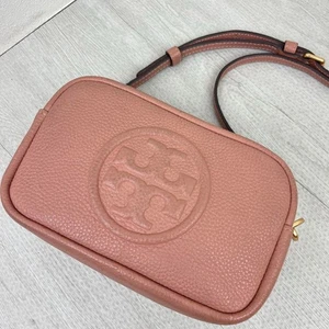 Rare Tory Burch Perry Bombe leather shoulder bag double logo free shipping JPN - Picture 1 of 9
