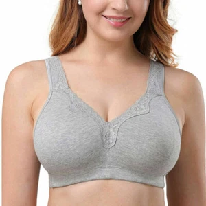 UK Ladies Plus Size Bra Cotton Rich Full Firm Support Non Wired Non Padded Bra - Picture 1 of 21