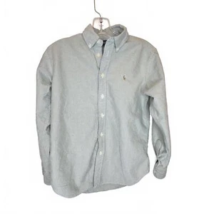 Ralph Lauren Long Sleeve Button Up Dress Shirt Light Green Medium Boy 12/14 - Picture 1 of 6