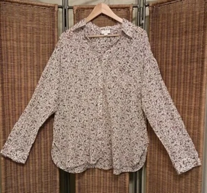 J Jill Barley DF Button Up Shirt Lightweight Women's Large Floral Long Sleeve - Picture 1 of 14