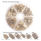 100PCS Antiqued Gold Metal Cord End Caps for Jewelry Making Leather Art