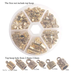100PCS Antiqued Gold Metal Cord End Caps for Jewelry Making Leather Art - Picture 1 of 10