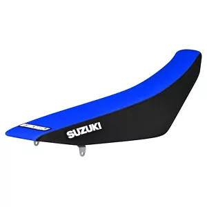 2008-2017 SUZUKI RMZ 450 Gripper Seat Cover BLACK/TM BLUE standard #42 LOGO - Bild 1 von 4