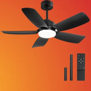 42" Ceiling Fan with Lights, Remote, 6 Speeds, Quiet DC Motor, Black Low Profile - Picture 1 of 6