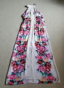 NWT Womens Dress-CITY STUDIO-ivory/pink floral halter Fairy Cottagecore maxi-XL - Picture 1 of 5