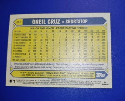 2022 Topps Archives - 1987 Topps Design #211 Oneil Cruz (RC) - Image 1 of 2