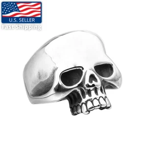Totenkopf Kopf Ring Punk Herren Biker Ring Gothic Schmuck Halloween Geschenke Silber Gr. 9 - Bild 1 von 3