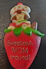 Strawberry Shortcake Plastic Brooch Pin Sweetest Mom Around American Greetings