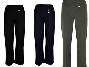 Pantalone scuola bambino ragazza mezzo elastico cuore pendente pantalone tinta unita fondo  - Foto 1 di 4