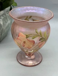 Fenton Dusty Rose handbemalte 6" Blumenvase signiert vom Künstler - Bild 1 von 7