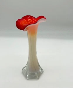Murano Stil Lilie Jack in der Kanzel Vase orange rot weiß - Bild 1 von 7