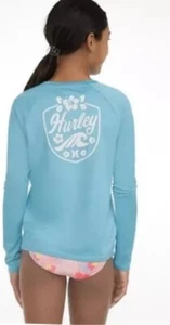 Hurley Girls Long Sleeve UPF Swim Top Rash Guard Sz 5/6 Turquoise UPF 50+ NWT - Picture 1 of 8