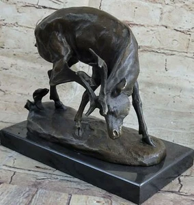 Estatua de mármol de bronce ciervo ciervo ciervo lodge escultura vida silvestre arte lodge - Imagen 1 de 7