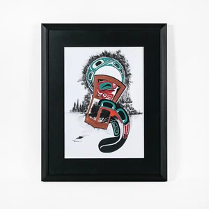 Original Northwest Coast Native Frosch und Mond Gemälde von Danny Dennis - Bild 1 von 1