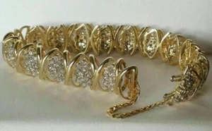 7Ct Round Cut Lab Created Diamond Women's Tennis Bracelet 14K Yellow Gold Plated - Picture 1 of 4