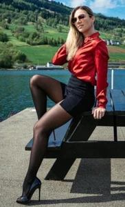 TAMARA 40 DENIER SHEER TO WAIST PANTYHOSE TIGHTS SIZE 3XL / COLOR: BLACK - Picture 1 of 7