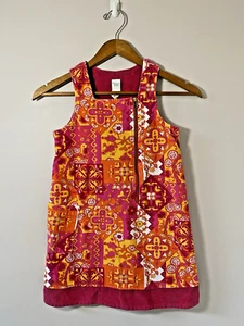 Garnet Hill Dress Girls Size 8 Pink Orange Soft Corduroy Brass Front Zip Sheath - Picture 1 of 6
