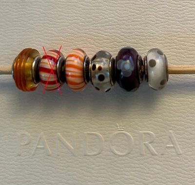 Original Pandora – Murano Glas Charms – Rot – Lila Farbtöne - Bild 1 von 3