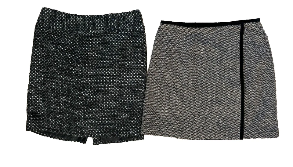 ¡LOTE de 2! Faldas pequeñas para mujer Ann Taylor espiga envolvente y forradas de tweed talla 6P Foto 1 de 4