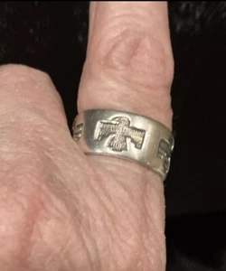 Vintage 925 Sterling Silver Bell Trading Post Thunderbird Eternity Band Ring 10 - Picture 1 of 4