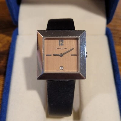 Cerruti 1881 Women's Wrist Watch with Black Leather Strap Silver Hardware - Image 1 of 4