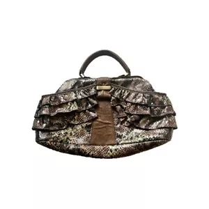 Rare Vintage Jessica Simpson Faux Pink Black Python Purse Doctor Bag Style - Picture 1 of 7