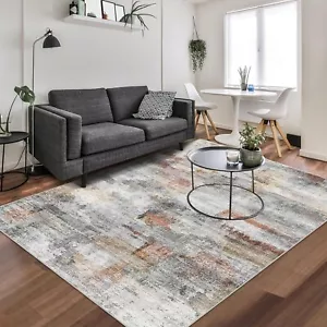 Washable Rug, Ultra Soft Area Rug 8x10, Non Slip Abstract Rug Foldable - NEW! - Picture 1 of 8