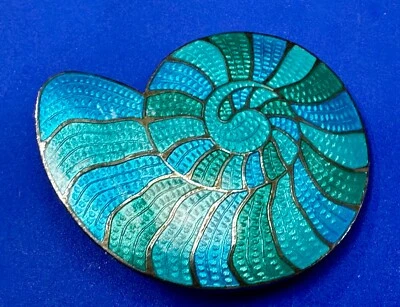 Preciosa Bufanda Caracol de Mar Espiral Concha Azul Esmaltada Hippy Boho Ambiente Hebilla Deslizable Foto 1 de 4