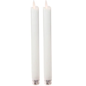 LED Echtwachs Stabkerzen Weiß 24cm 2er Set Timer - Bild 1 von 4