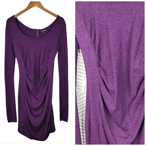 Express Sweater Dress size Medium Knit Ruched Lightweight Stretch Purple Sparkle - Picture 1 of 8