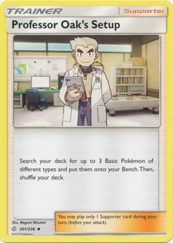 x4 Professor Oak's Setup - 201/236 - Uncommon Pokemon SM12 Cosmic Eclipse M/NM E - Image 1 of 1