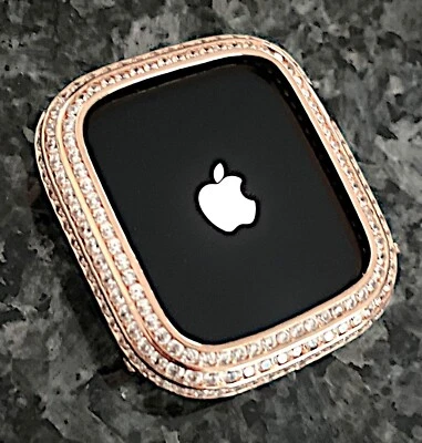  4,5,6,SE series 44mm Rose Gold Lab Diamond Apple Watch Case bezel Cover bling - Image 1 of 4