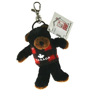 Stuffed Animal House 4.25" Mini Black Bear Plaid Plush Keychain Zipper Pull NWT - Bild 1 von 1