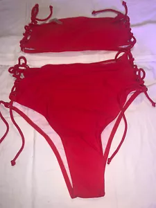 Nuevo sin etiquetas Bikini para mujer talla mediana rojo tye up d - Imagen 1 de 2