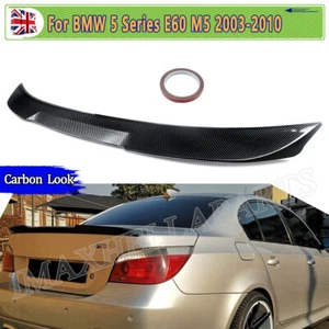 FOR BMW 5 SERIES E60 REAR BOOT LIP SPOILER M4 STYLE CARBON LOOK WING M5 04-2010 - Picture 1 of 12