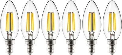 Sunlite LED Filament Chandelier Bulb 4W=40W Torpedo Clear Dim 2700K-Warm White - Image 1 of 2