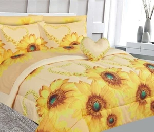 SUNFLOWERS YELLOW COLOR DECORATIVE COMFORTER SET AND SHEET SET 8 PCS FULL SIZE - Picture 1 of 1