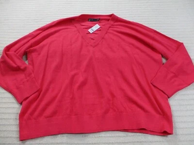 New York Company Women Sweater XXL Pink V Neck Long Sleeve Stretch Polyester New - Image 1 of 4