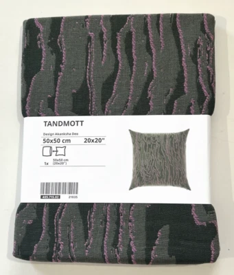 New Ikea TANDMOTT Pillow Cushion Cover Cotton 20" x 20" Gray-Green/Pink - Image 1 of 4