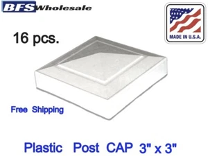 Kunststoff Zaun Pfosten Kappe 3 x 3 Zoll, Farbe WEISS, 16 Stück, Made in USA - Bild 1 von 7