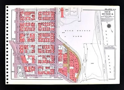 1955 Bromley New York City Map Fort Washington & High Bridge Park Heights 173rd - Image 1 of 2