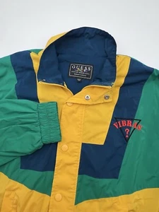 Guess X J Balvin Vibras Windbreaker Jacket Medium Color Block Zip Button - Picture 1 of 11